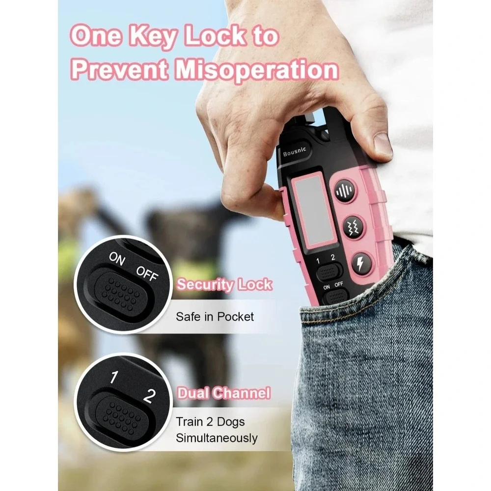 Dog Shock Collar 2 Dogs (5-120Lbs) - 3300 Ft Waterproof Training Collar for Dogs